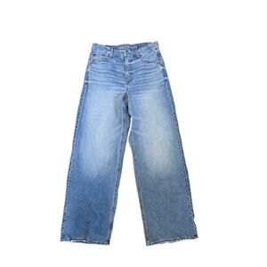 American Eagle Curvy Super High Rise Baggy Straight Strigid Women's | 10 Long